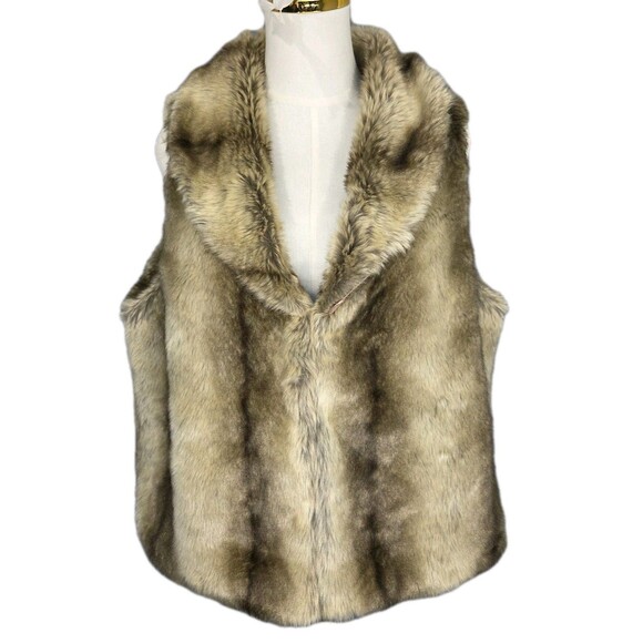 Fenn Wright Manson Women’s XL Faux Fur Vest NWT Brown Tan  Winter Layering - Picture 1 of 3